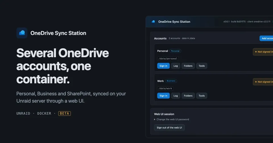 OneDrive Sync Station web UI